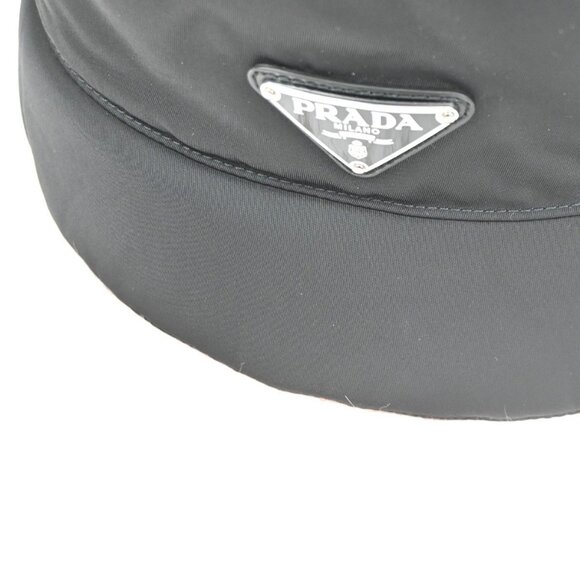 PRADA Plate Logo Bucket Hat Cap #M 58 Re-Nylon Fur Leather Black Pink 80RL689 main image 7